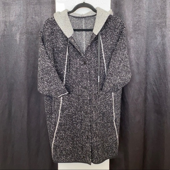 ❌sold out❌Hooded Coatigan black and gray - Picture 2 of 7